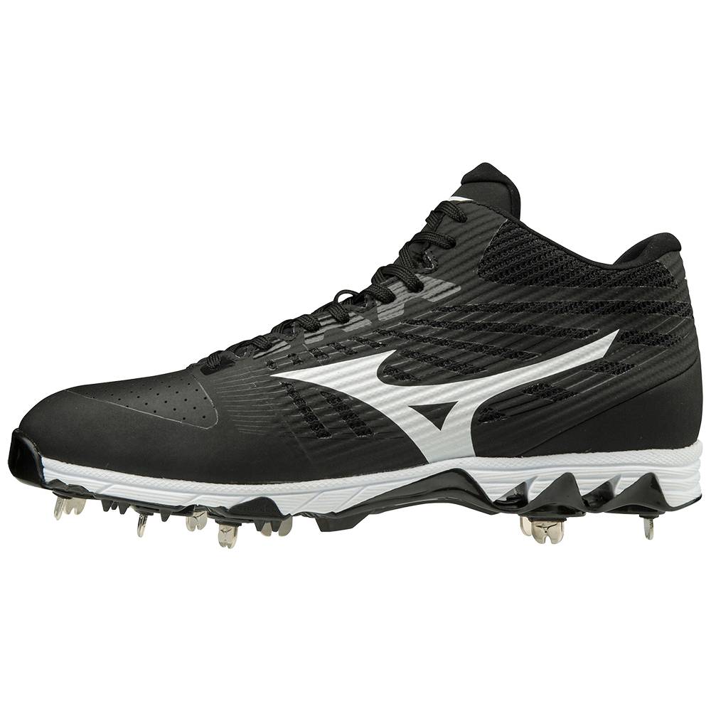 Zapatos Para Beisbol Mizuno 9-Spike Ambition Mid Metal Para Hombre Negros/Blancos 5260149-RZ